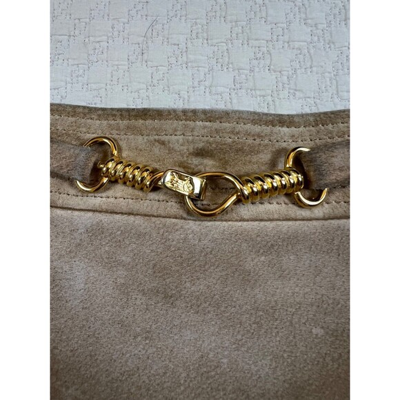 CELINE Leather Skirt Triomphe Buckle Archive Vintage A-Line | Brown | EU Size 40 - Picture 5 of 10